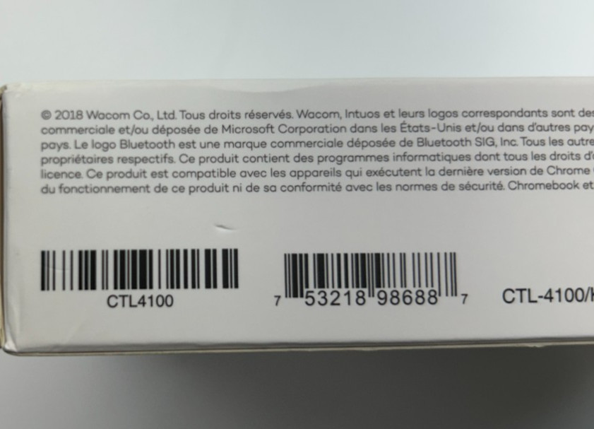 Wacom Intuos Drawing Tablet CTL4100 *NO PEN*