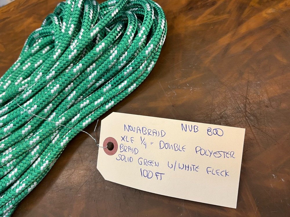 Nova Braid XLE 1/4" Double Polyester Braid Solid Green w/ White Fleck, 100 Ft