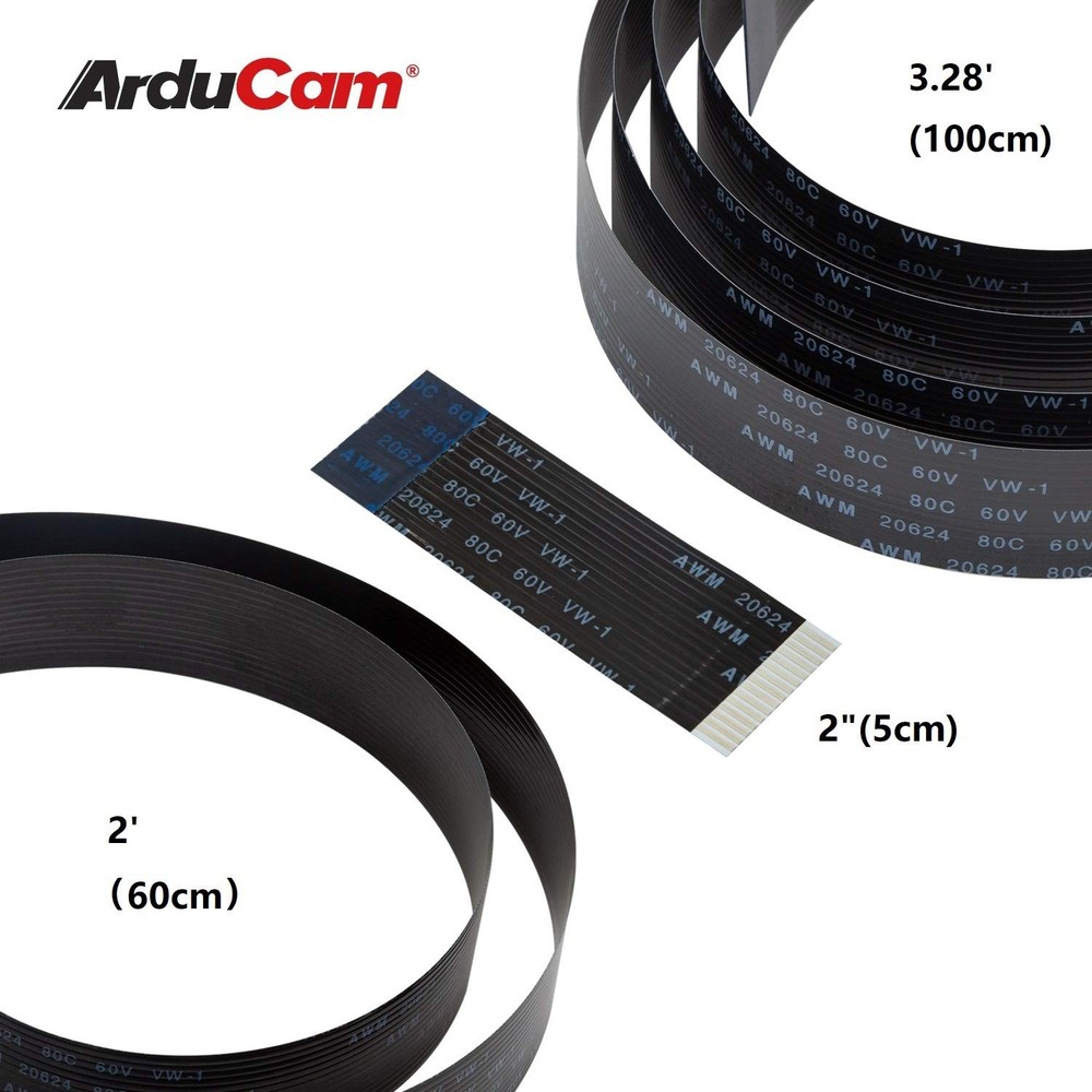 for Raspberry Pi Camera Ribbon Flex Extension Cable Set 3Pcs 2”5cm 23.62”60cm...