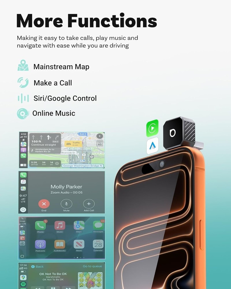 Ottocast Mini Pot USB C 3.0 2 in 1 Wireless Carplay + Android Auto Adapter
