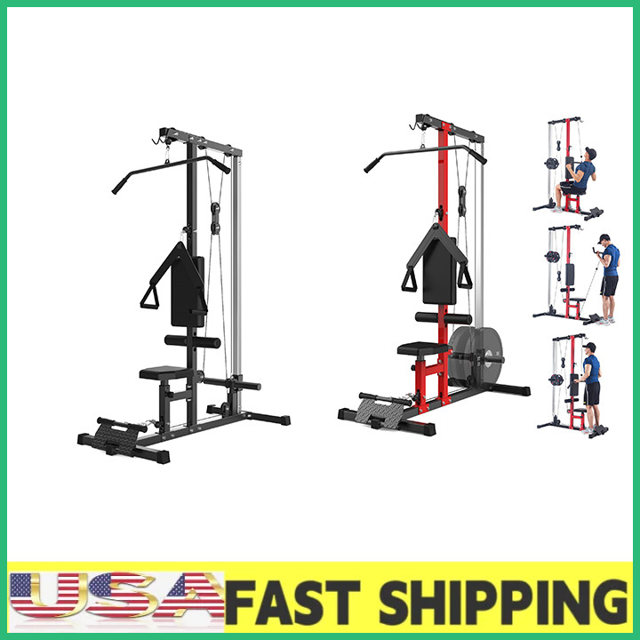 LAT Pulldown Pulley Machine,Cable Attachment Station W/Adjustable Leg Support Gy