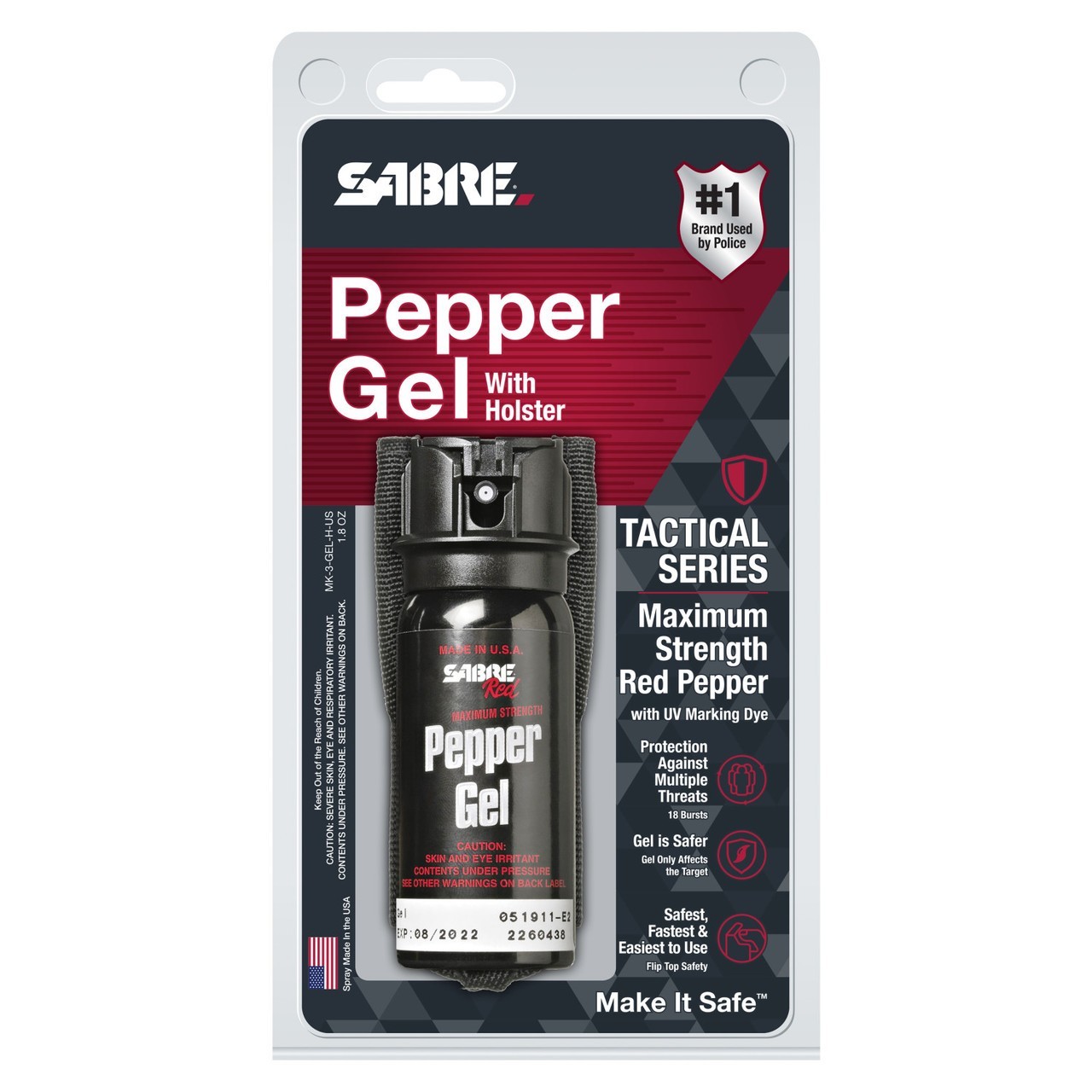 Sabre Red MK-3-GEL-H-US Tactical Pepper Gel  18-Foot Range with Belt Holster