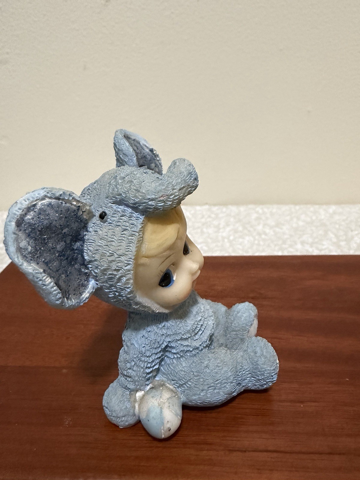 Vintage Baby In Blue Elephant Suit With Large Blue Eyes And Ears Figuring ￼