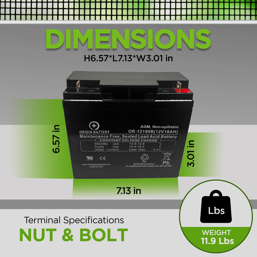 Merits S6370 Battery Replacement Kit - 2 Pack 12V 18AH DeepCycle