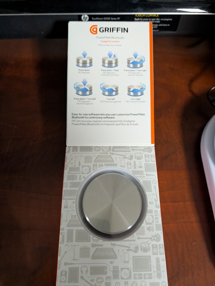 Griffin PowerMate’ Bluetooth WIRELESS PROGRAMMABLE CONTROLLER Silver Rare