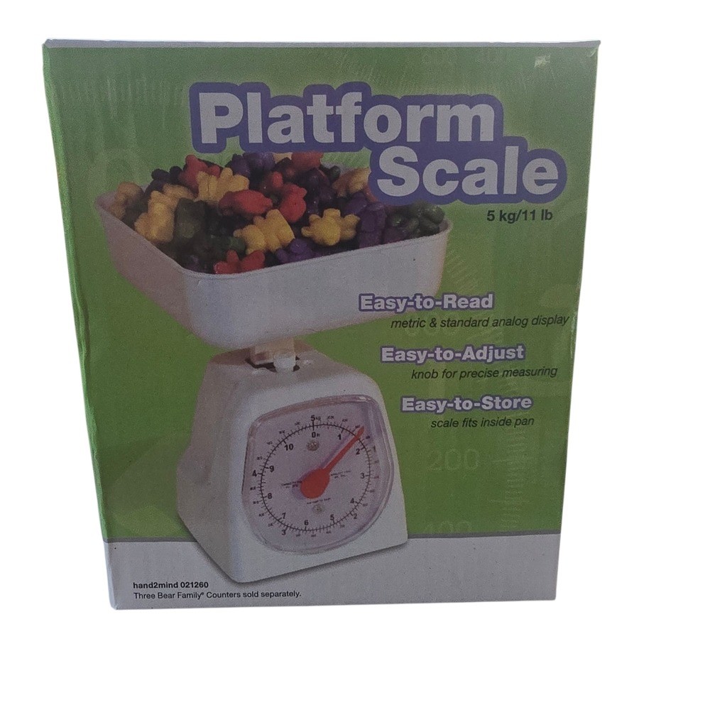 hand2mind Dual-Dial Analog Platform Scale Teach Homeschool White Red Dial Learn