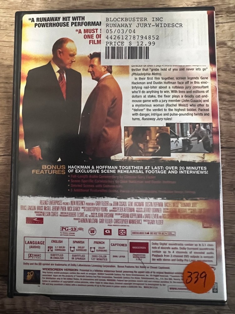Runaway Jury DVD 2003 Regency