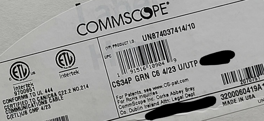 Commscope CS34P 23/4P Cat6 U/UTP WebTrak Plenum CMP Network Cable Green /100ft