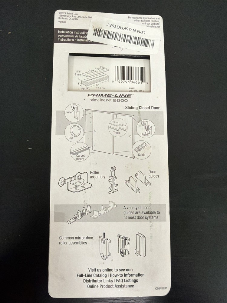 Prime Line Bottom Guide & Risers for Sliding Doors White #N 6661