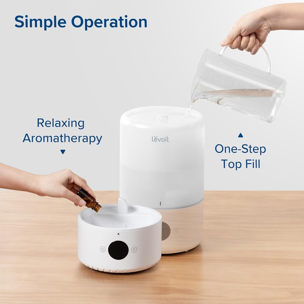 3L Top Fill Ultrasonic Humidifier with Automatic Humidity Sensor - White