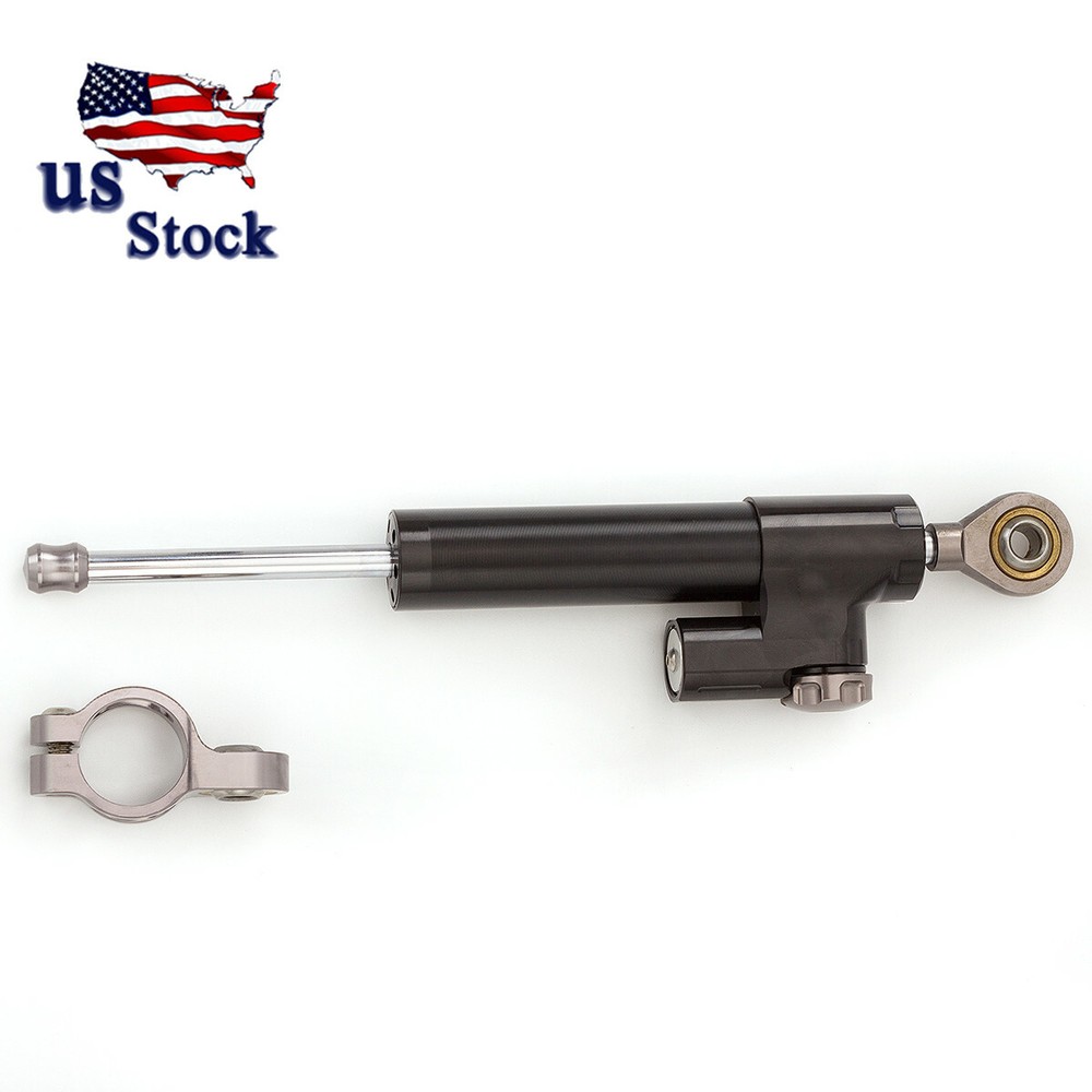 Universal CNC Black&Gray Motorcycle Adjustable Steering Damper Stabilizer Top