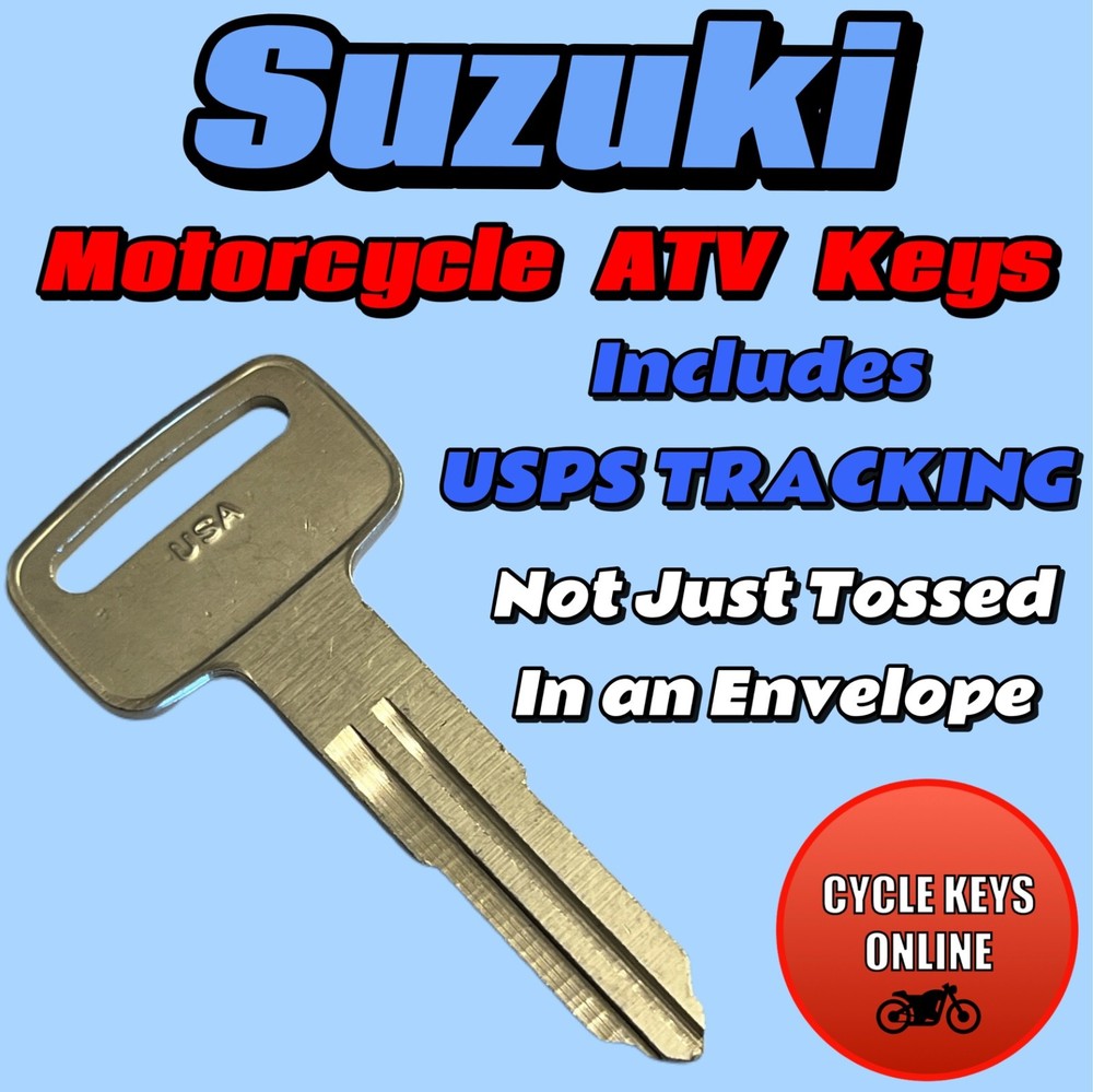 Suzuki Motorcycle ATV keys Cut to Code spare key codes E69510-E78897