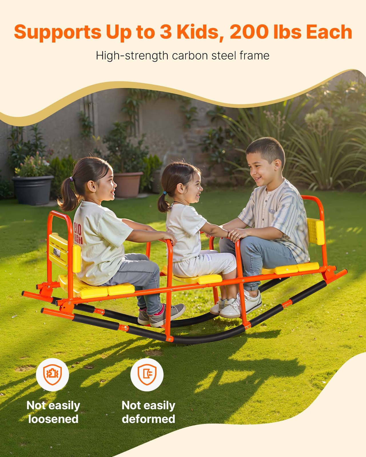 VEVOR Kids Seesaw 200 lbs Capacity Metal Rocking Teeter Totter with Handles