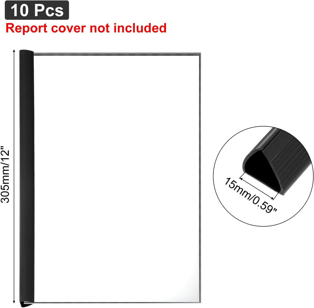 10Pcs Binding Bars, 15Mm Binding Bars Slide Grip 120 Sheets Capacity A4 Size Rep
