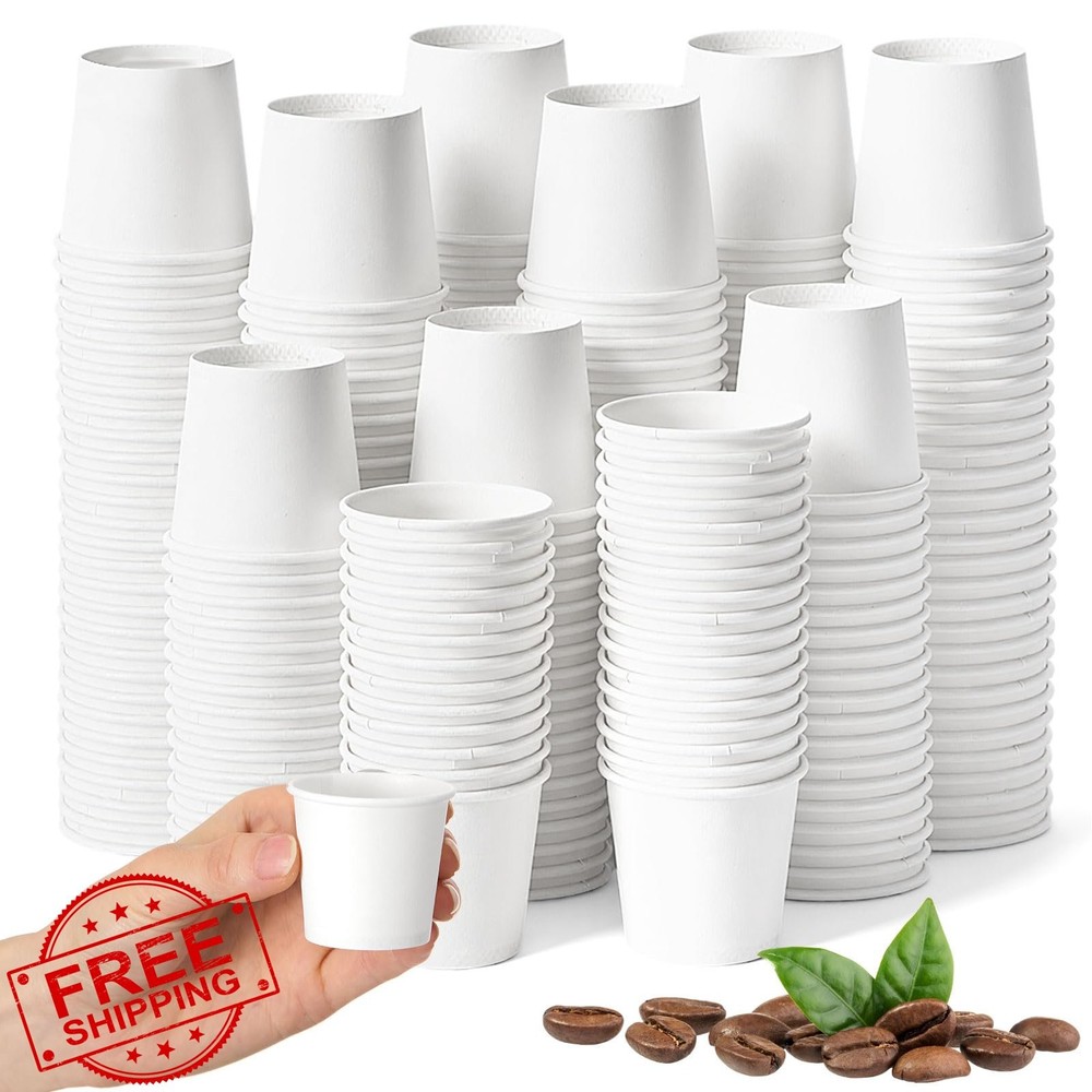 Acellegic Mini Paper Cups, 2oz, 100 Pack, White, Hot Cold