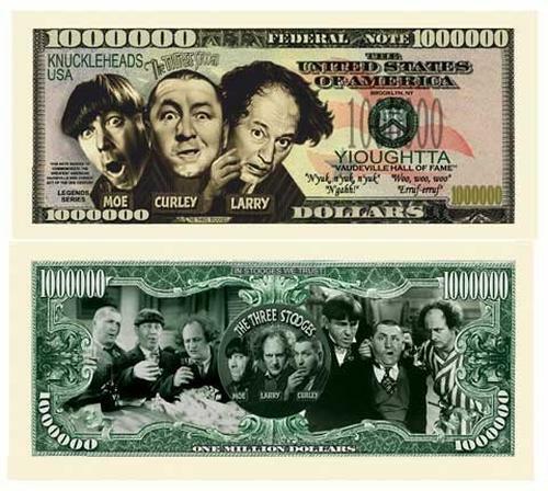 5 Pack Three Stooges Comedy Money Collectible Novelty 1 Million Dollar Bills