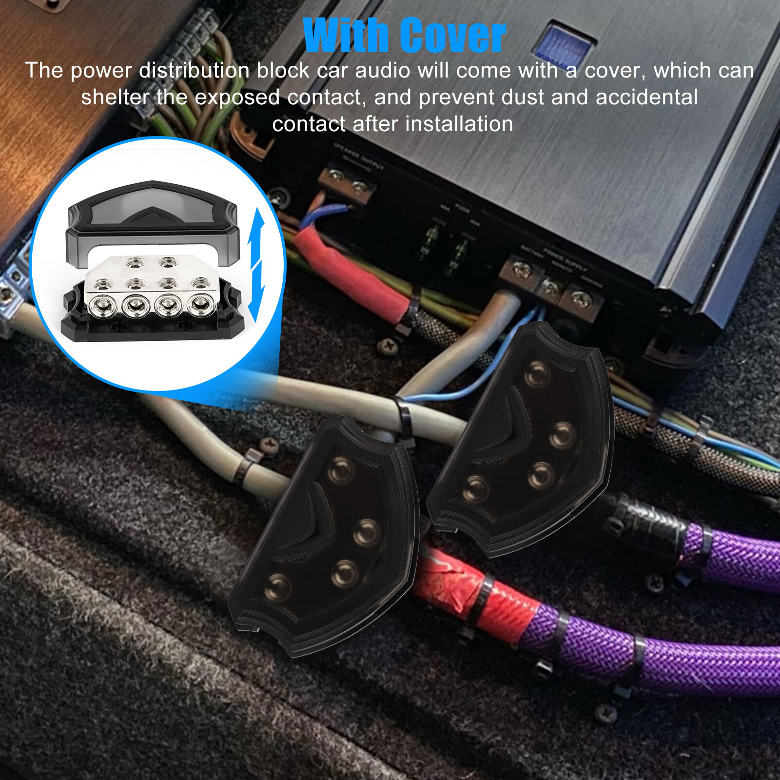 2 x 0/2/4 Gauge to 4 x 0/2/4 Gauge Out Car Audio Power Ground Distribution Block