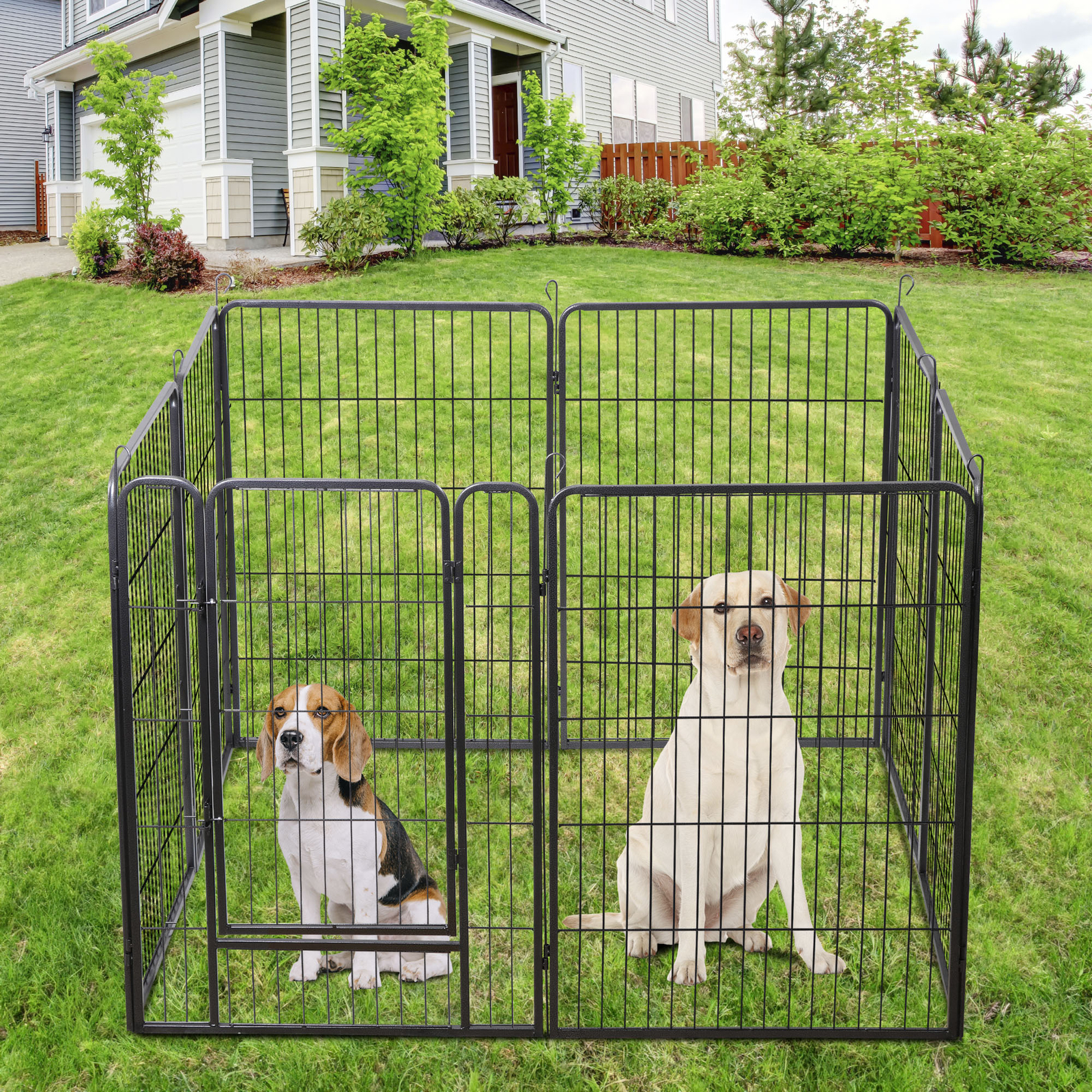 40" 8 Panel Detachable Exercise Fence Metal Dog Playpen Multiple Shap For Pet