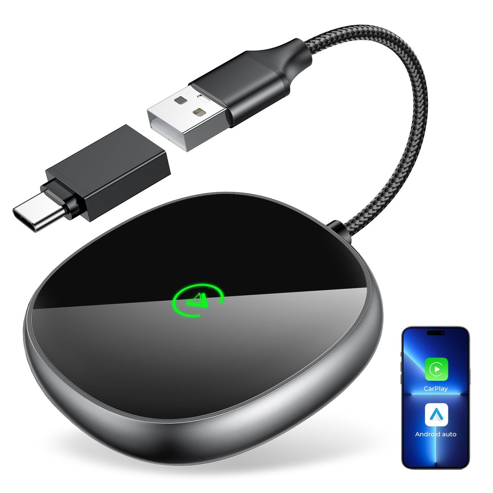 Wireless Carplay Adapter for iPhone  Android Auto 2-in-1, Stable, Plug  Play ...