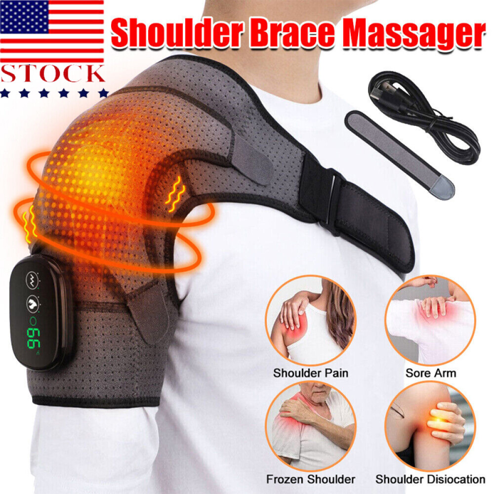 Heated Shoulder Brace Massage Rotator Cuff Support Compression Wrap Rechargeable