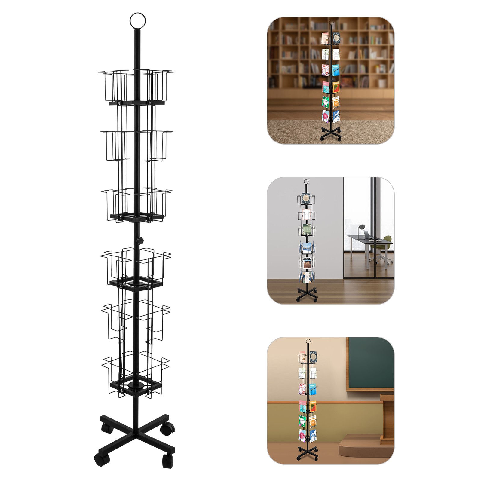 Rotating Greeting Card Rack, Display Stand Spinning, Pocket Rotating Holder