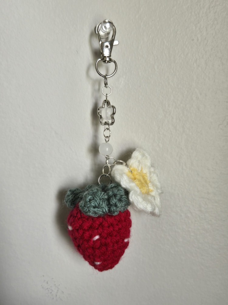 Strawberry Crochet Keychain