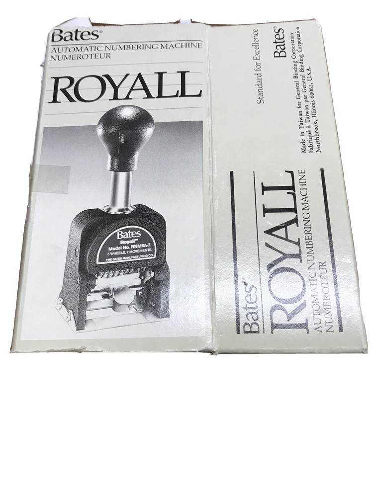 Bates Royall Automatic Numbering Machine # RNM5A-7 With Box Instructions