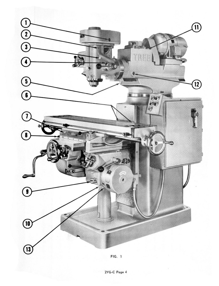 Tree Model 2VG-C Milling Machine Operation, Instruction, & Parts Manual #1360
