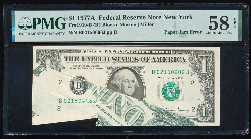 1977A $1 FRN ERROR DRAMATIC "ORAGAMI ERROR"
