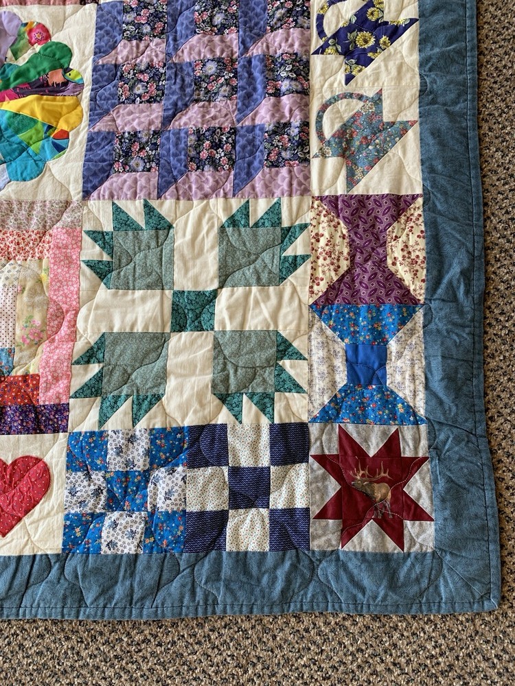 Handmade Quilt Throw / Wall Hanging /Drapery Panel 51x52” Signed + Dated 2002