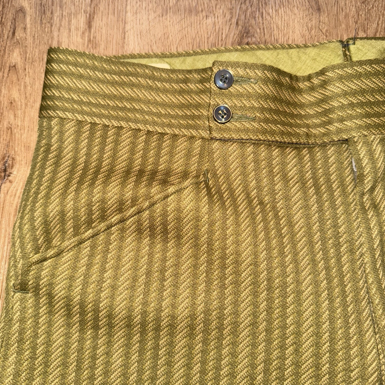 Vtg 60s Pants Mens 34 28 Marx Made Leisure Suit MCM Mod Beatnik Stripe Polyester