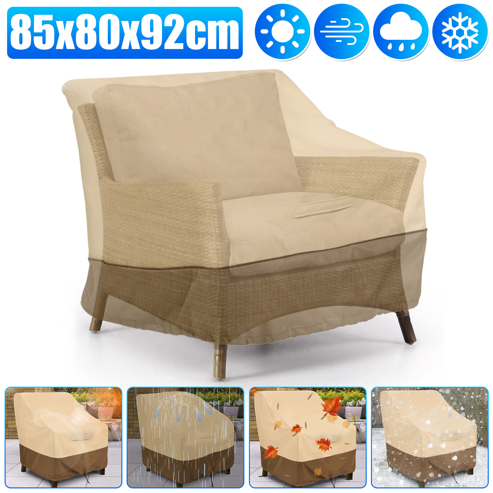 Heavy Duty Patio Chair Cover Waterproof Outdoor Garden Lawn Furniture Protector