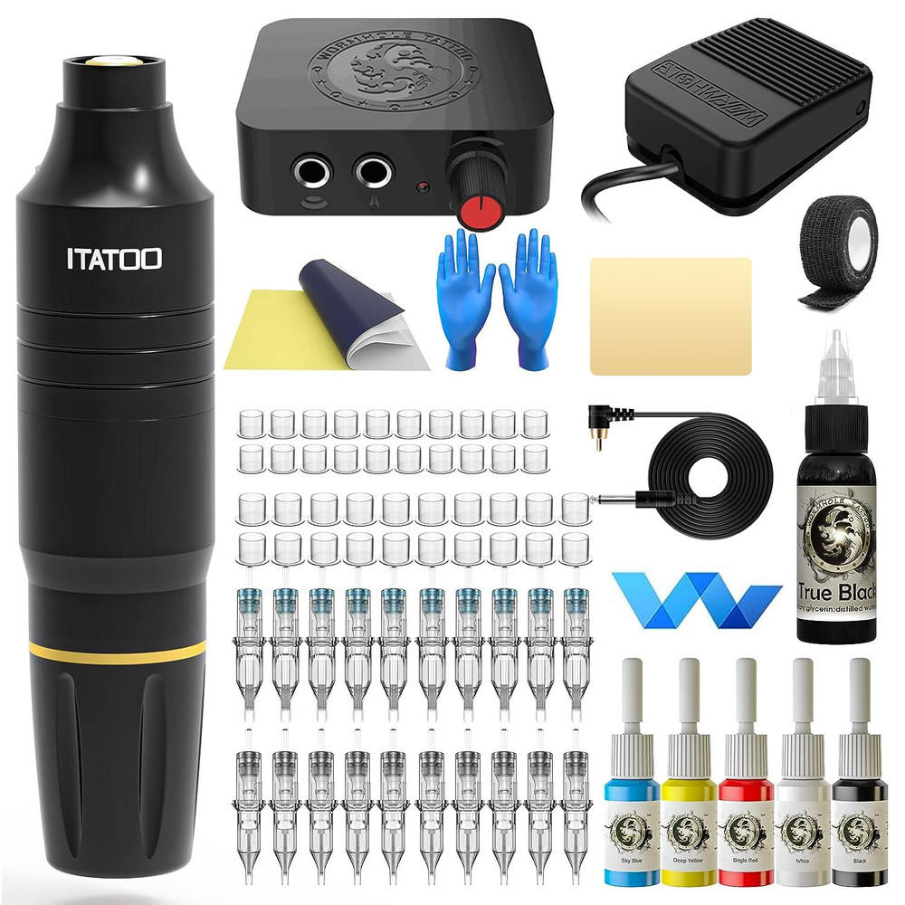 Cartridge Tattoo Machine Kit WTK164 - Pen Power Supply Ink Beginner Set