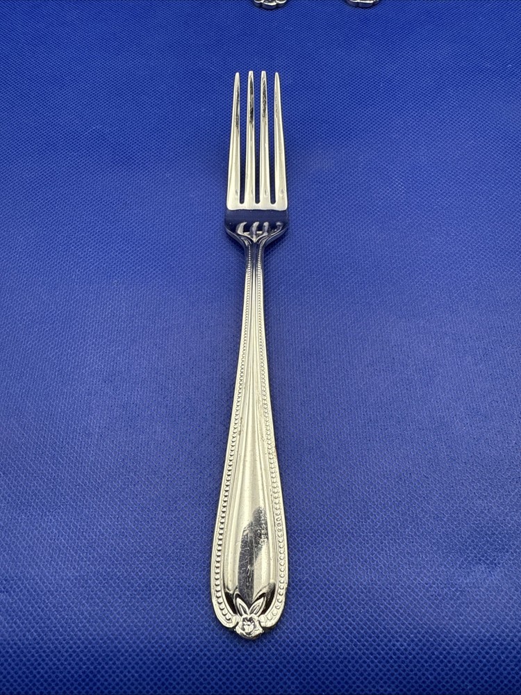 Temp-Tations OLD WORLD BEAD Dinner Fork Stainless Round Tip Silverware Flatware