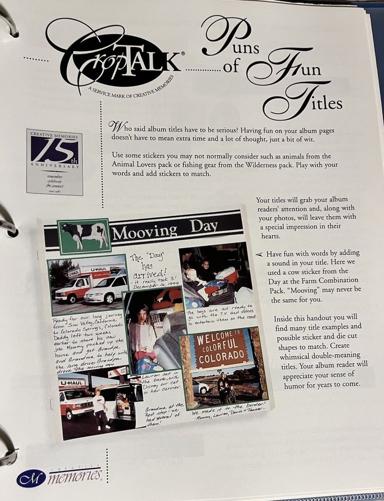 Creative Memories Page Patterns In Binders Start Smart Booklet Scrapbook