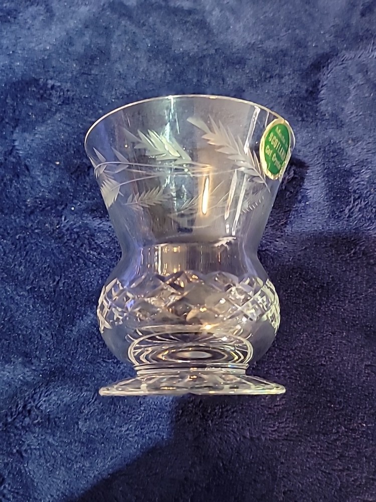 Cut Crystal Bud Vase 3.5" Made in Scotland Unknown Pattern