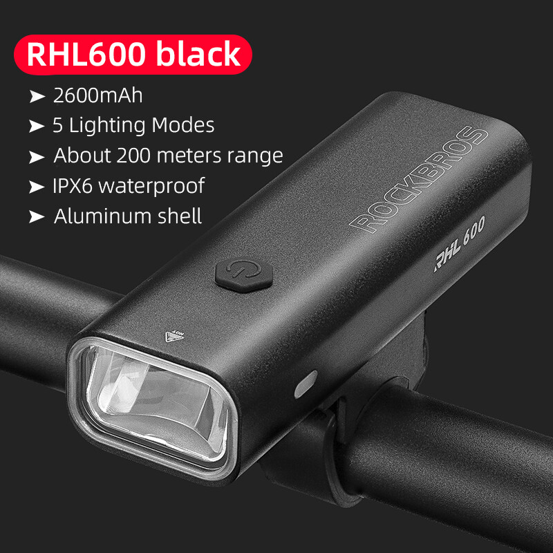 ROCKBROS Cycling Headlight USB Rechargeable MTB Road Bike Front Light Night LED