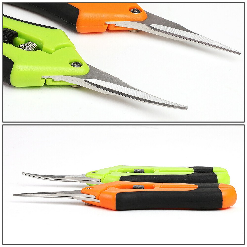 2Pcs Plant Stems Branches Micro-Tip Straight Curved Pruning Shears Garden Pruner