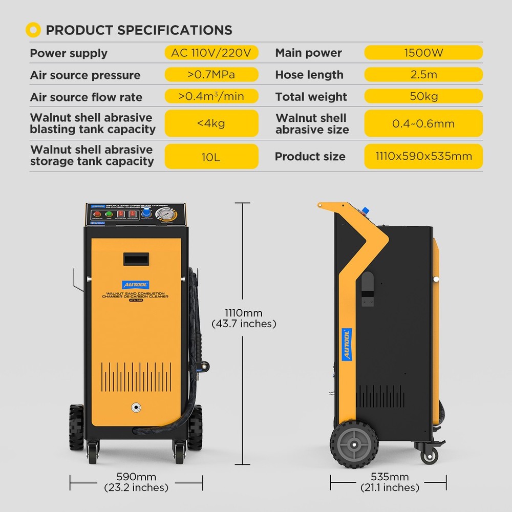 Walnut Blaster Walnut Blasting Machine 1500W for Engine Carbon Cleaning 110V