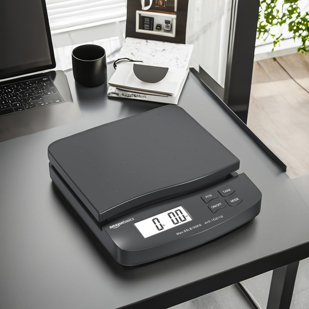 Digital Postal Shipping Scale with Tare Function, AC Adapter, 65 Lb Capacity, 0.