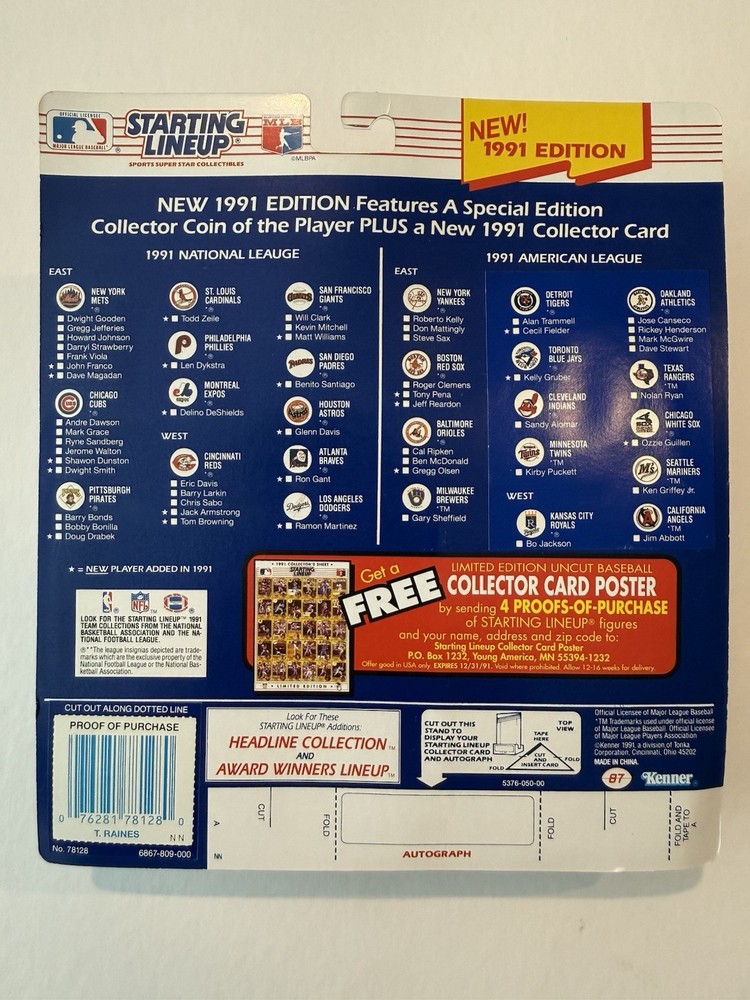 💥⚾️ 1991 TIM RAINES Chicago White Sox Starting Lineup ⚾️💥