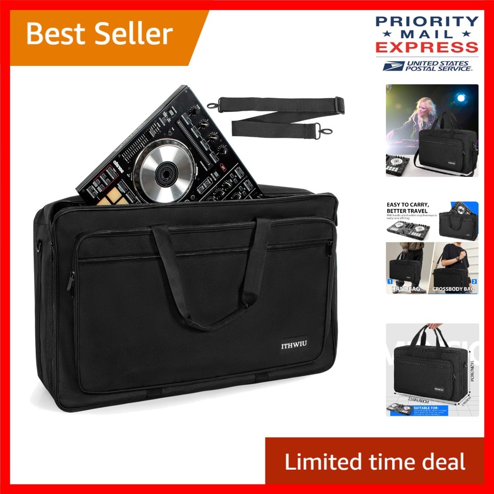 Adjustable DJ Controller Bag with Padded Interior - Fits Hercules, DDJ & More