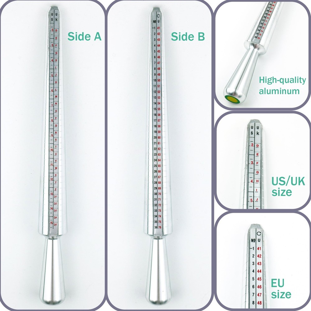 Ring Sizer Measuring Tool 4-in-1 Set Sizing Kit, silver set