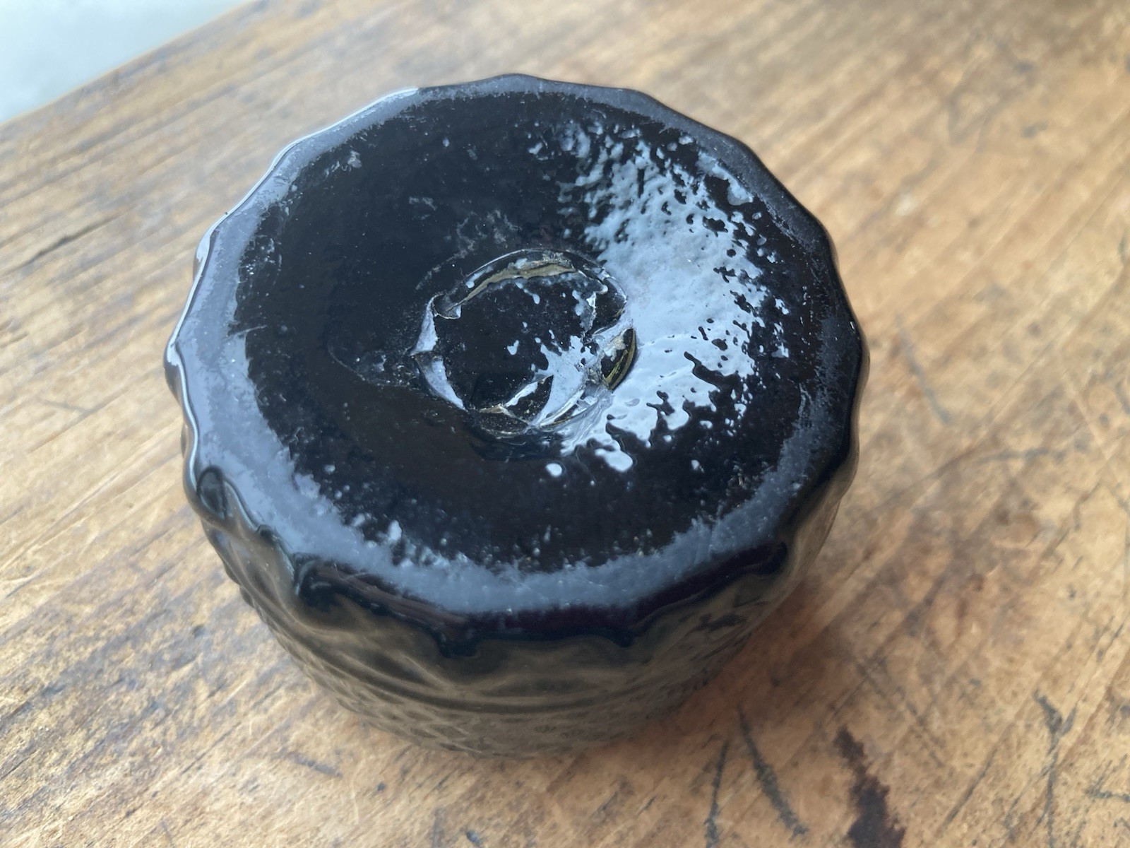 OPEN PONTIL 3 MOLD Coventry DIAMOND GEOMETRIC INKWELL AMBER