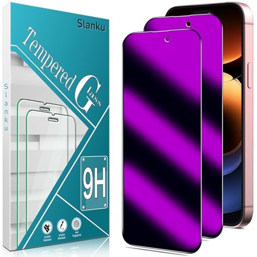 [2 Pack Privacy Screen Protector for iPhone 16, Anti-Blue Light Temered