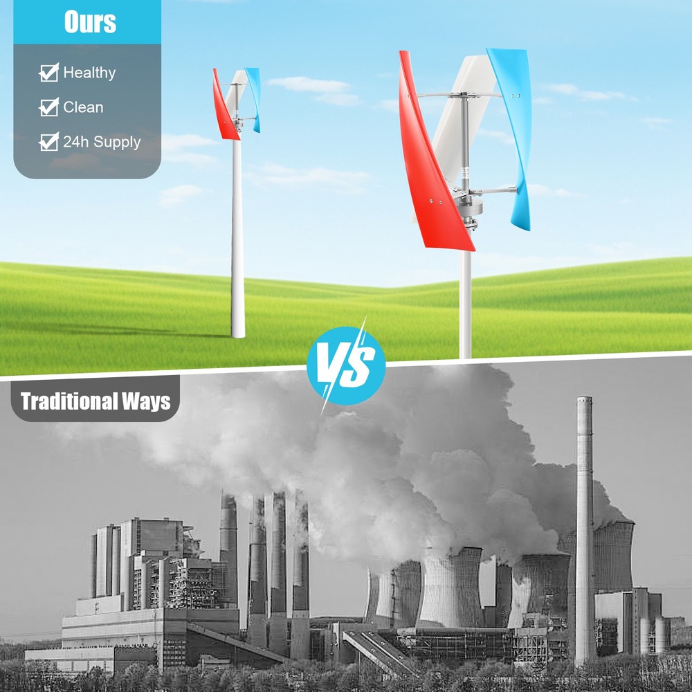 24V 3 Blades Wind Turbine Generator Windmill Vertical Axis Wind Power+Controller