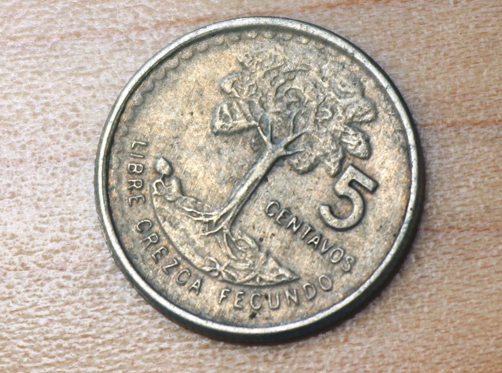 1975 Guatemala 5 Centavos Kapok Tree
