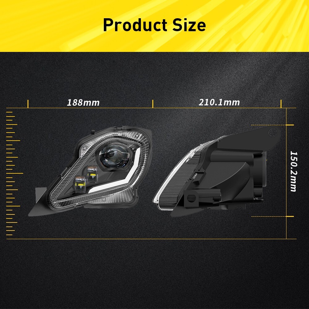 2PCS LED Headlights Head Lamps For Yamaha YFZ 450 Raptor 350 700 700R 2006-2023