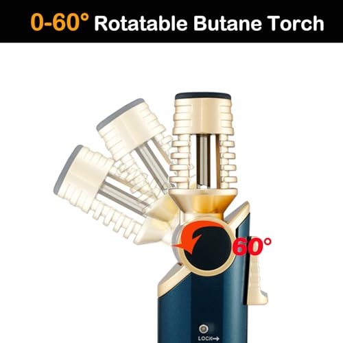 Butane Torch Lighter, 60° Rotatable Refillable Kitchen Cooking Torch Gold