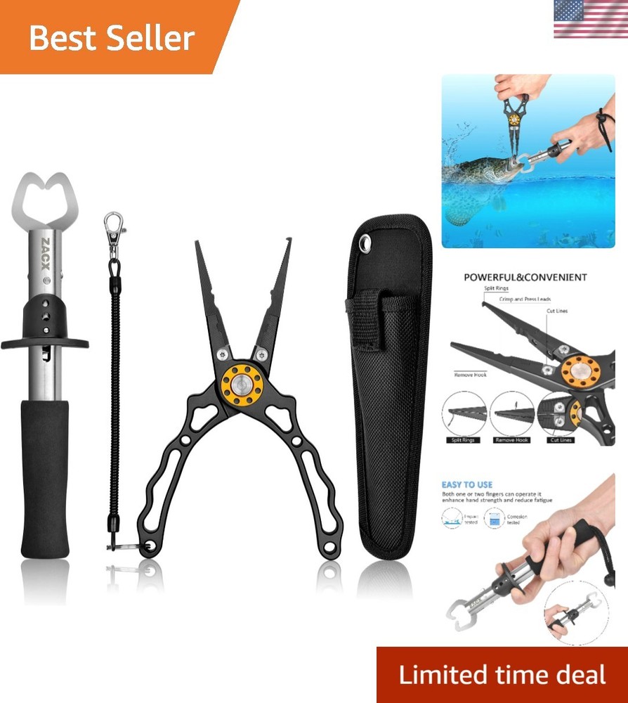 Fish Lip Gripper Pliers - Upgraded Muti-Function Hook Remover and Split Ring Pli
